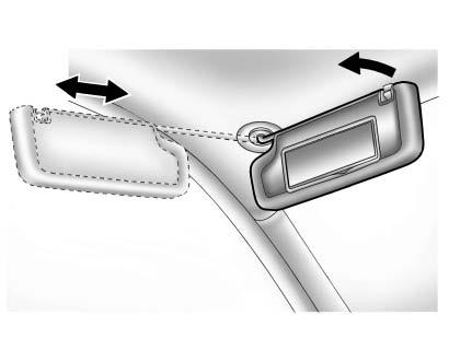 Detach the sun visor from the center mount to pivot to the side window, or to extend along the rod, if available.