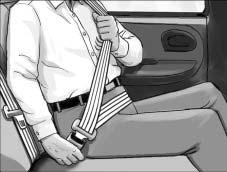 Do not let it get twisted. The shoulder belt may lock if you pull the belt across you very quickly. If this happens, let the belt go back slightly to unlock it.