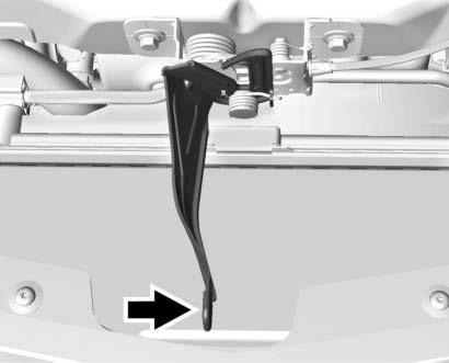 Do not allow contaminants to contact the fluids, reservoir caps, or dipsticks. 1. Pull the hood release lever with this symbol on it.