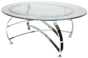 Table, Chrome & Glass 25 Diameter x 21 H F-3