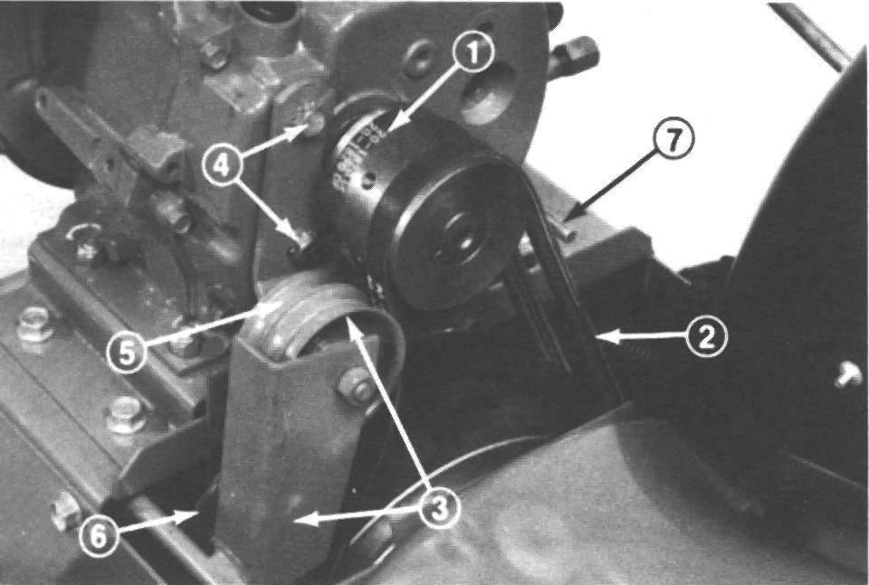Belts, Controls and Linkages 7. The belt guide must be checked and adjusted. With the engine off, engage both the auger and traction controls.