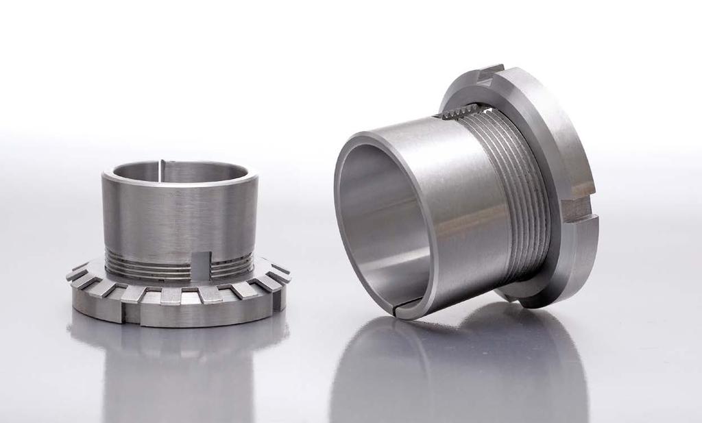 Accessories of Rolling Bearings Aapter Sleeves Aapteleeves are use for mounting ouble row self-aligning ball bearings an ouble row spherical roller bearings with tapere bores on a cylinrical shaft.