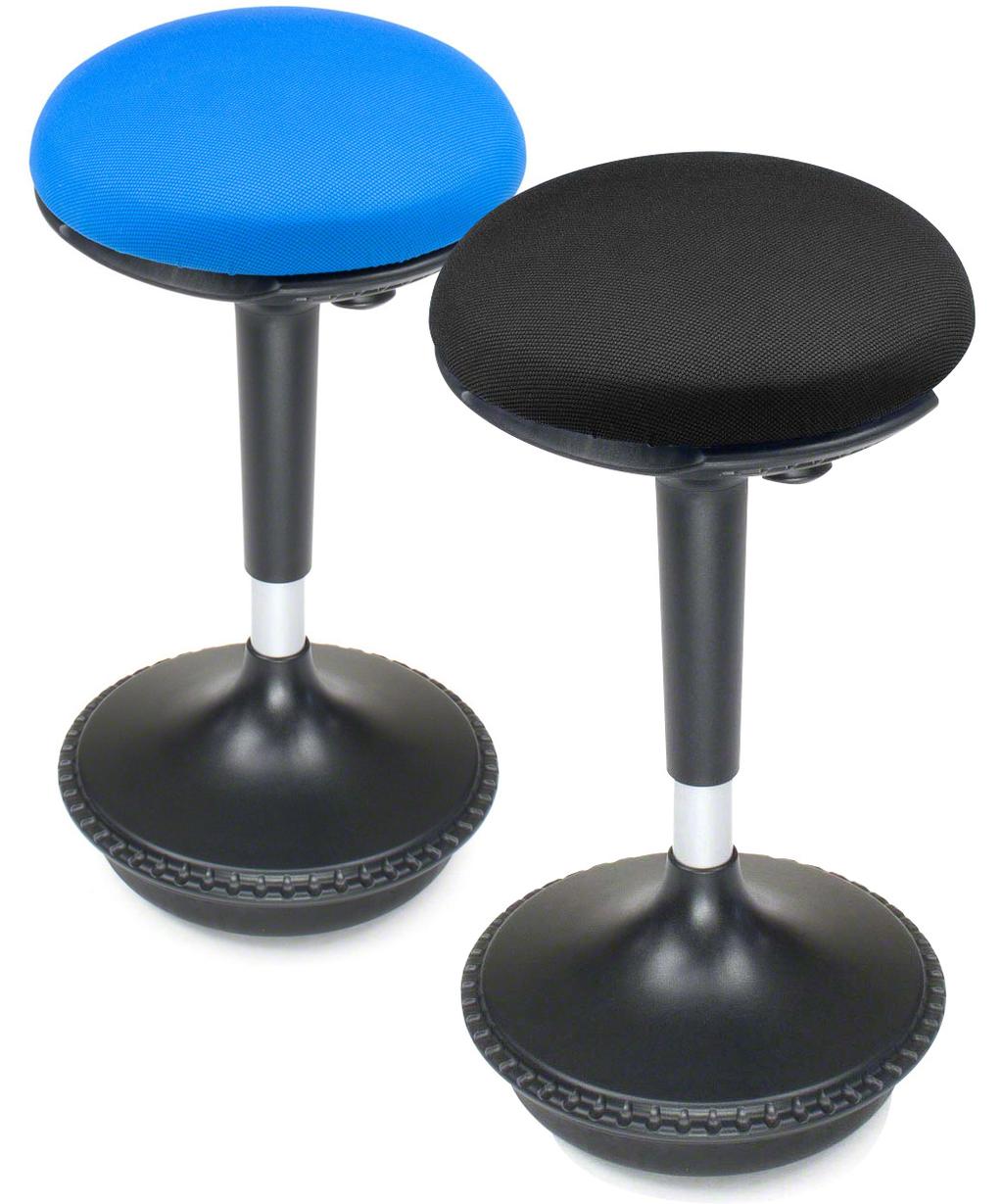 Fully adjustable sit-stand chair with 10 of height adjustment via easy-push buttons that are evenly placed around the underside of the seat Encourages a full range of motion, from active sitting to