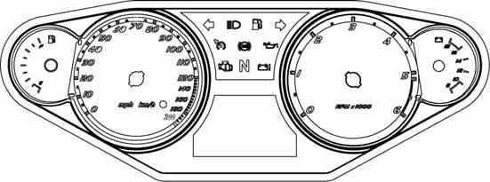 Instruments, Features and Controls Instrument Cluster The instrument cluster includes the speedometer, tachometer, fuel gauge, volt meter, indicator lamps and multi-function display.