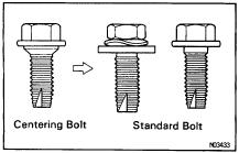 BO10 BODY HOOD HOOD HOOD ADJUSTMENT HINT: Since the centering bolt is used as the hood hinge and lock set bolt, the hood and lock cannot be