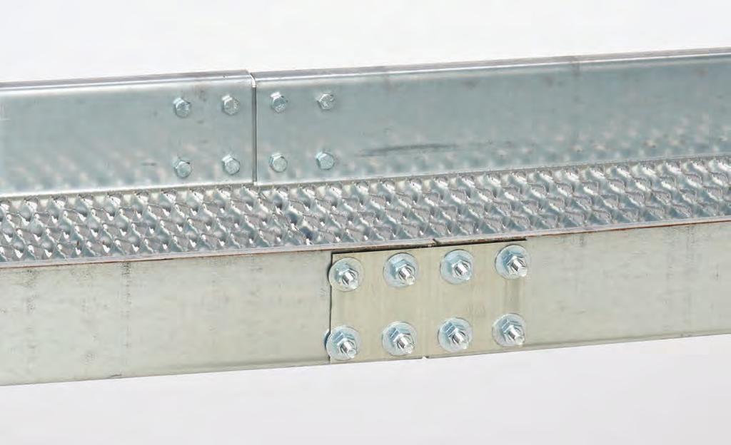 Splice plates are formed from 10 gauge mill-galvanized steel, prepunched and supplied with hardware shown above.