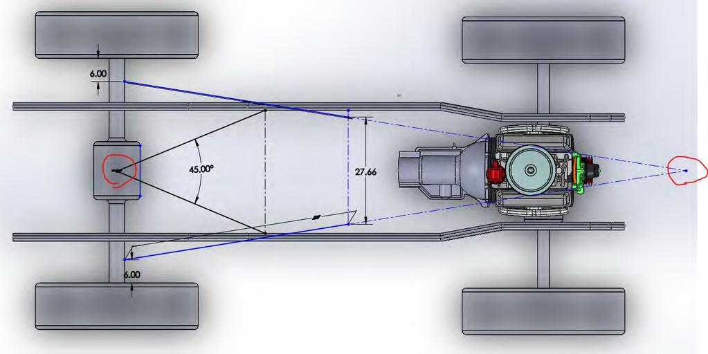 The horizontal distance between the upper link frame mounts should be near 60% of the axle sides horizontal