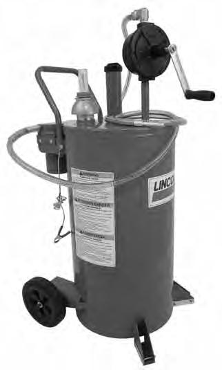 Fuel is transferred using a bi-directional manual rotary pump installed on a leak-tested 25 gallon (95 liter) welded-steel reservoir. A 7 ft. (2.