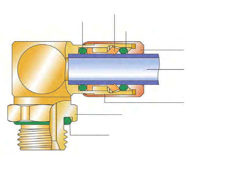 Plug connectors with release sleeve and 2 seals 26 For applications with highest tightness up to 348 psi (24 bar); partially up to 1450 psi (100 bar) Functional principle Sealing FPM Collet brass