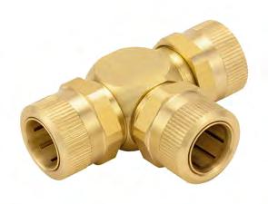 Plug connectors with full through flow 44 Screw joints for applications with vibrations and tube movement T-connector - Working pressure range: -14 to 232 psi (-0.95 to 16 bar) Part no.