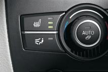 The heating switch is conveniently located on the multi-function steering wheel.
