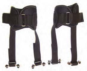 They are shipped complete with countersunk attachment holes and a mounting kit to attach to most footplates. Available in four standard sizes. Velcro straps available on request.