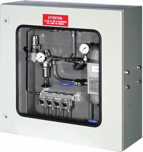 Econ pneumatic control cabinet with 10 litre galvanised steel pressure vessel (max. 30 bar) with 4 or 6 connections.