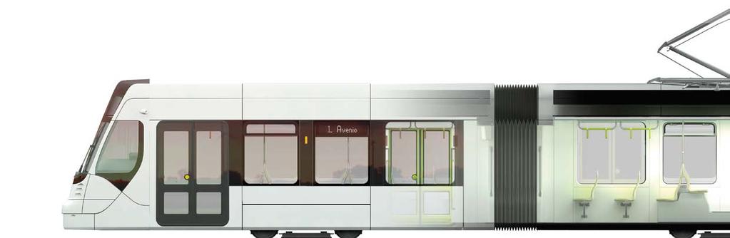 Avenio single-articulated tram: Details of tram and technology. 5 1 4 2 3 1 Vehicle Vehicle length from 18 m to 72 m (2 8 modules) Vehicle width of 2.3 m, 2.4 m, 2.55 m, or 2.