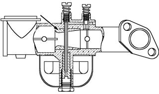 Page 1 of 2 Disassemble Carburetor Small One-Piece Flo-Jet 1. Remove idle and main jet needles, Fig. 129. 2. Remove bowl nut and fuel bowl. Choke Plate Float Fig.