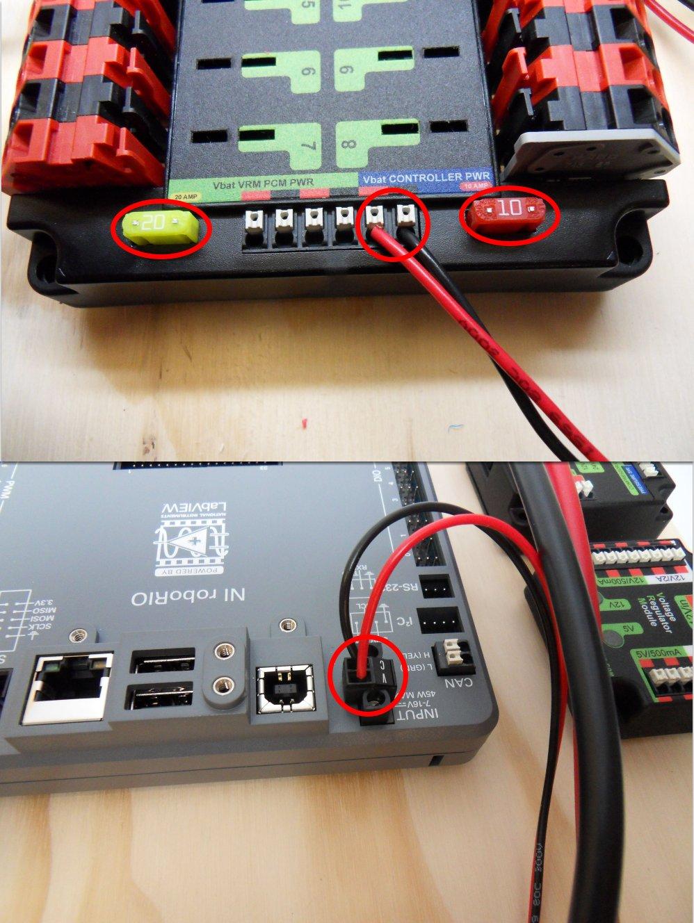 roborio Power Requires: 10A/20A mini fuses, Wire stripper, very small flat screwdriver, 18AWG Red and Black 1.