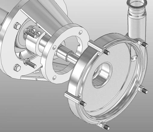 Fristam Pumps 20 FIGURE 20 (345, 355, 1051 & 1161 MODEL PUMPS ONLY) Install housing hub into the flange. Rotate the inlet to align it with the piping and align bolt holes.
