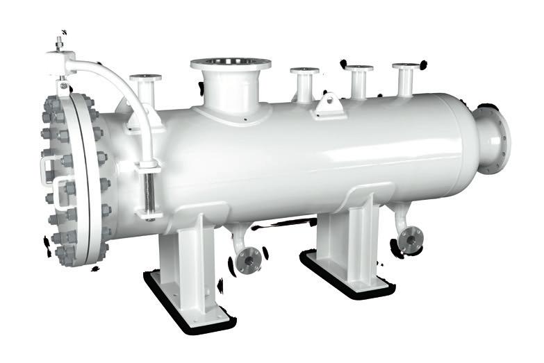 (graduated) depth filtration Protection for the clean side Continuous separation of solids from low viscosity fluids One-step filter housing for up to 21 filter elements Flow rates up to 3000 m 3 /h