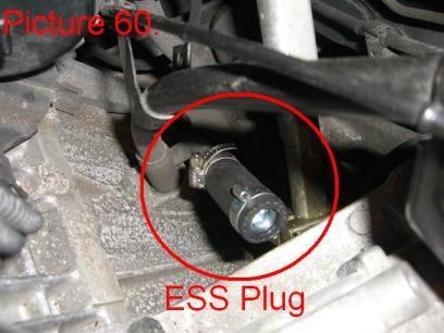 59) where you pulled off the hose earlier. Install the supplied ESS plug hose to seal off this opening.