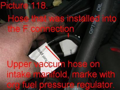Step 12: Install vacuum hose for original fuel pressure regulator, exhaust flap actuator (if applicable)