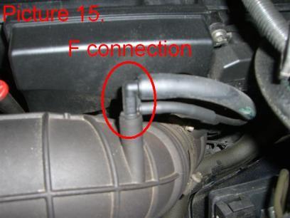 Unclip the electrical connection for the mass air sensor (Pic.14).