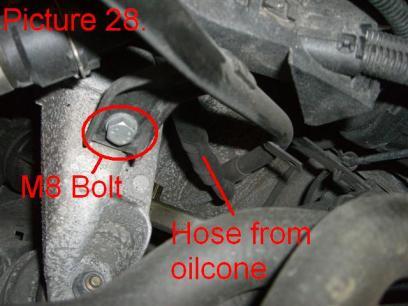You do not need to disconnect the fuel supply line (Pic.27). Locate the dipstick tube.