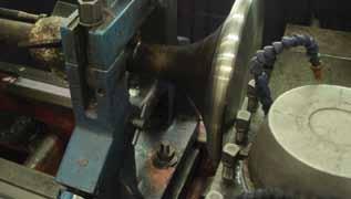 Final machining takes place on horizontal CNC controlled turning lathe to meet the original tolerances specified by the