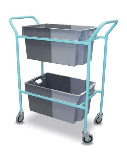 Medical Records Transfer Trolleys Double Box Trolley for the transportation of bulk case notes and x-rays Records stored in two removable boxes Lower - Top of box 440mm to fl oor Upper - Top of box