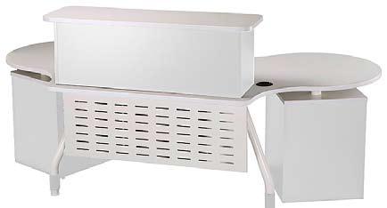 complete with Brushed metal Legs White reception Counter 800W x 450D 1000W x 450D x