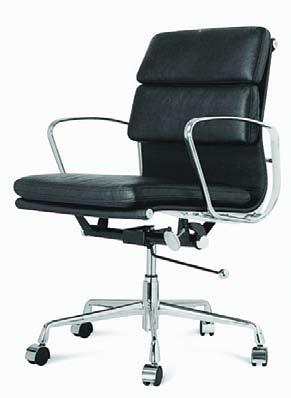 chair in black leather/ chrome base and arms Rear Seat height 350-540mm Seat