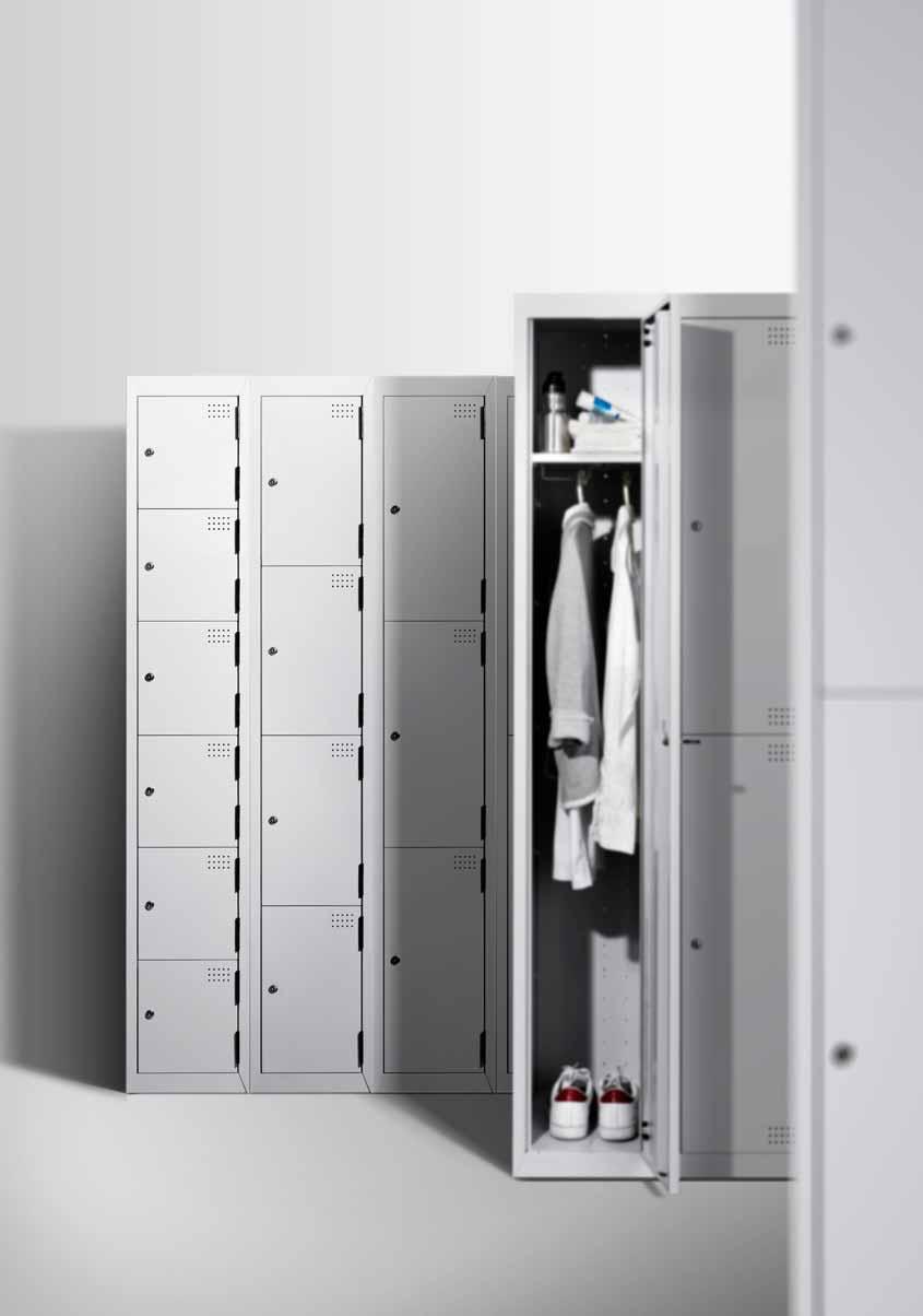 20 LOCKERS SMART PERSONAL SPACE For optimum space utilisation, Eurosteel Lockers offer the Add-on locker concept from 1-door lockers to