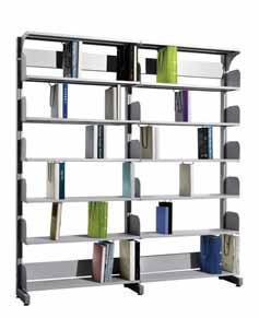 Double-sided, 2 bay library shelving without side