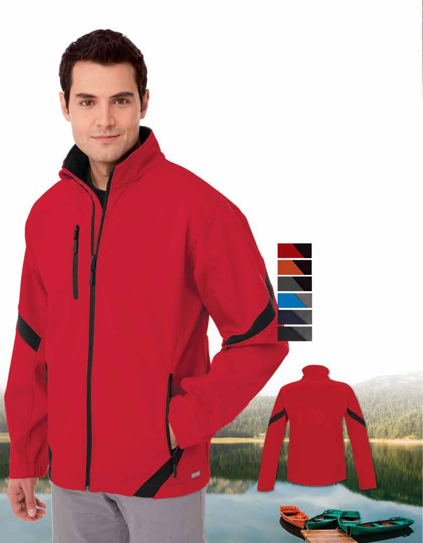 Lightweight Soft Shell Jacket Polyester / Spandex 3-layer bonded fleece softshell. Stretchable, breathable, wind and water resistant fabric. YKK reversed tape front zipper and pocket zippers.