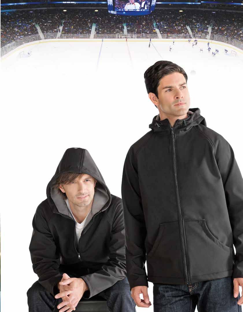 Lightweight Soft Shell Hoodie Polyester / Spandex 3-layer bonded fleece softshell. Stretchable, breathable, wind and water resistant fabric. YKK front zipper. Hood with adjustable toggles.