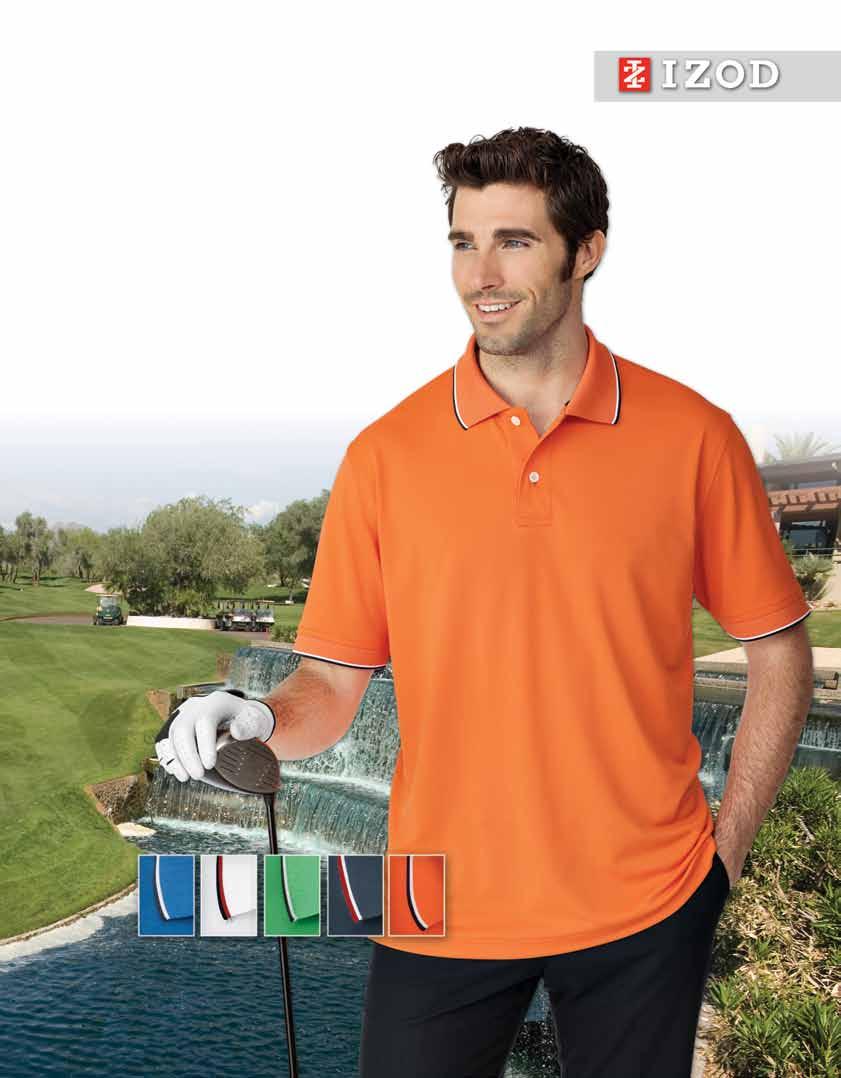 Contrast Collar Pique Polo 100% polyester, rib collar and rib cuffs with contrast tipping, moisture wicking, breathable, UPF 15.