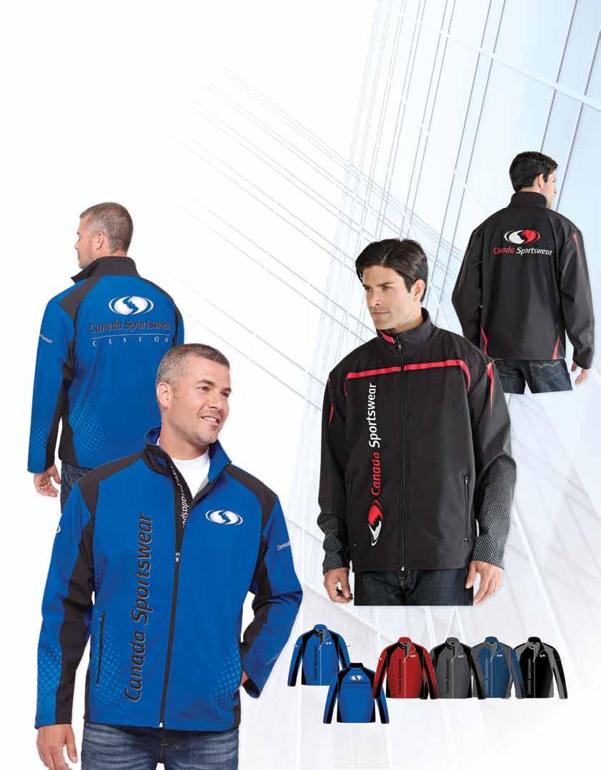 24 PIECE minimum per standard colour per design, per gender Custom Program Proudly made in Canada Sublimated Softshell Jacket Program Style: JK308 unlined jacket Sizes: S - 2XL starting at $140.