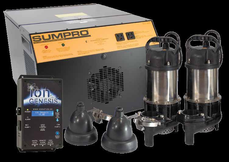 Sumpro Platinum Battery Backup System Runs on either AC or DC power Supplied with two ¾ HP, 11 volt sump pumps Ion Genesis controller