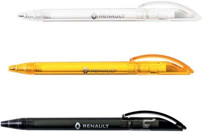 Renault Business Ballpoint Translucent plastic body. Blue ink. Marking: "Renault" logo printed on body. Dimensions: ø 1.02 x 13.7 cm.