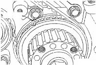 (2) Align the timing mark on the camshaft toothed-belt wheel with the mark on the cylinder head.