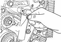11-20 ENGINE TIMING TOOTHED-BELT MD998767 MD990685 6EN0749 (8) Verify that all timing marks are in a line. (9) Remove the screwdriver inserted at step (5) and mount the plug.