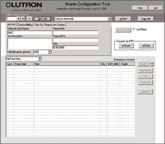 LUTRON BLIND CONFIGURATION TOOL (THE SCT) BLIND CONFIGURATION TOOL (THE SCT) SOFTWARE This customer-acclaimed tool helps you accurately and quickly layout and price jobs, create project details for