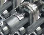 Self-aligment feature for aligned and misaligned hydraulic spools eliminates binding & jamming.