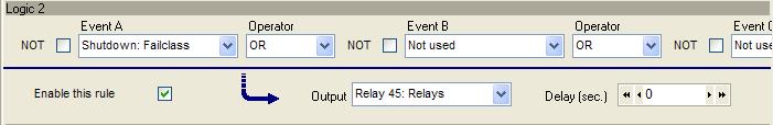 Setup a Logic rung with the following information for Relay 45 - Common Shutdown: From