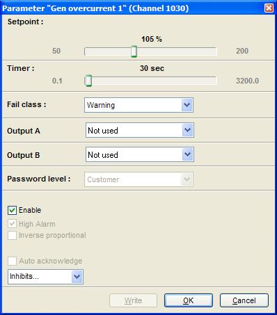 Example Parameter Settings: Setup parameter with required Setpoints and Timer values.