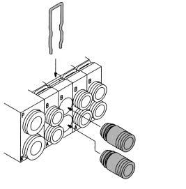 ) ress manifold block assembly dividing button b, that are at the location where manifold bases are to be added, until button b locks, and then separate the block assemblies.