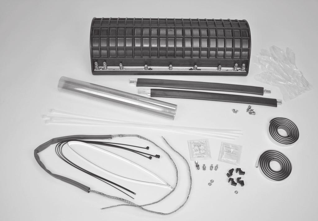 1.0 3M Closure Kit 2-Type Contents A H B C J K F G Q L D I M N E O A) Cover halves front & back* B) Splice wrap C) White cable ties for use around splice bundle and wrap D) External ground ribbon E)