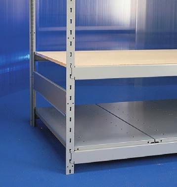 Mini-Racking with Choice of Decking The beams are designed to receive steel shelves (SR40, SH20), wire decking (SR42) or wood panels at least 5 8" thick.