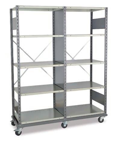dimensions; Ex.: A 48" wide base would be 51 3 16" wide total; Shelving comes with uprights, braces and BOX shelves; Capacity : 1000 lb.