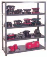 HEAVY-DUTY STORAGE PRODUCTS EXTRA HEAVY-DUTY SHELVING Excellent for storage of dies, fixtures, jigs, or any heavy material Uprights are 13-gauge formed angle 2" x 2", punched on 1" centres for quick