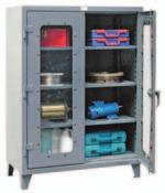 lbs. FG851 48 x 24 x 60 66 3 1200 446 FG852 48 x 24 x 72 78 4 1200 536 HEAVY-GAUGE STORAGE CABINETS All-welded 14-gauge cabinets and shelves which can be adjusted every 3" Doors feature secure